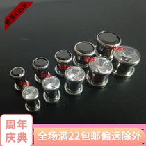 Fashionable simple hypoallergenic stainless steel ear expansion high grade zircon pulley ear expander earring ear studs