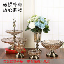 Fruit Pan Creative Snacks Dry Fruits Pan Dishes Eu Style Fruit Pan Crystal Glass Tea Table Hem Suit Fruit Pan Mesh Red