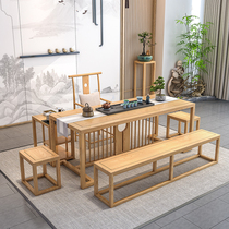 Personalized custom solid wood zen tea table and chair combination New Chinese Kung Fu tea table Office reception simple tea table