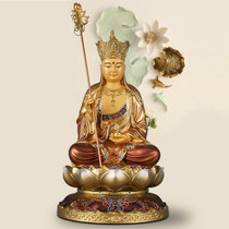 King of Tibet Buddha Statue Household worship Taiwan pure copper paste gold painted King of Tibet Bodhisattva statue ornaments Saha three saints