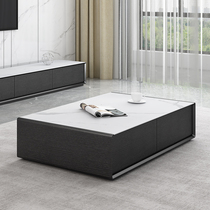 Slate tea table TV cabinet combination modern minimalist small apartment Nordic Italian minimalist living room black storage tea table