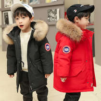 2022 new children boys down clothes baby boy mid-length Korean version of Han version Ocean Gas 21 new thickened jacket tide