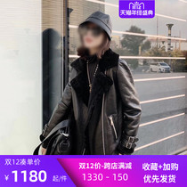 2020 new winter lamb wool locomotive leather hair one female long loose leather sheep cut jacket fashion