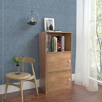 Room Bedroom Fashion Triple Multifunction Floor Style Bookcase 4 Grids With Door Shelve Bookcase Bookcase Bookcase Small Cupboard