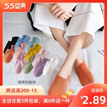 Socks Children shallow Invisible Short Sox Spring Fall Pure Cotton Ins Chains Shot Summer Slim Slip No anti-fall heel Pure Color Boat Socks