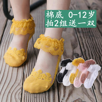 Childrens socks summer thin crystal socks womens season Baby Boat socks lace princess socks girls lace socks baby Silk