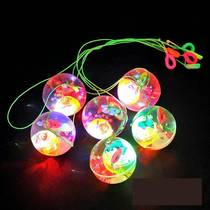 Crystal ball childrens toys Colorful fun soft glue flash pinball pull rope bouncing ball transparent puzzle decompression