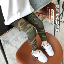 abao girls leggings spring style outside wearing foreign children spring fashion elastic camouflage baby cotton pants tide