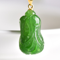 Hetian Jade Jasper cabbage jade pendant mens and womens models Baicai jade pendant natural apple green jade mosaic necklace