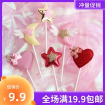 Baking Cake Decorations Adorable Wings Moon Stars Crown Loving Decorations Plug-in Birthday Decorative items