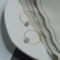 Natural Hetian jade circle earrings DIY simple temperament elegant earrings earrings with earrings