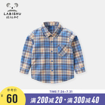 Rabi tree childrens clothing baby spring and Autumn plaid long-sleeved shirt 2021 spring and autumn boys baby cotton shirt