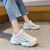 2021 Old Daddy Shoes Womens Summer Net Face Breathable Casual Shoes Little Fresher 100 Hitch Spring Rainbow Bottom Sports Single Shoes $