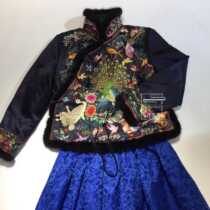  Cloud decoration totem original womens short cotton jacket Autumn and winter ethnic style double-sided embroidery birds and phoenix plus cotton and wool coat