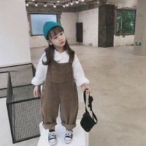 Female and female children thick corduroy corduroy backbelt pants childrens fashionable jumpsuit 570