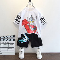 Ottman Clothes Summer 2022 New Boy Suit Short Sleeve Tide Handsome Boy Foreign Air Boy Dress Children Summer Clothes