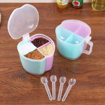 Kitchen with spoon Doge seasoning box suit plastic seasoning box Sugar MSG seasoning jar Salt Jar Seasoning Jar