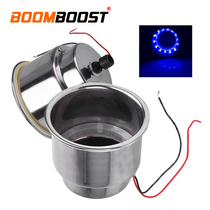 2 pieces Car truck RV Camping Boat Marine Boat 12V Blue 14 LED Embedded stainless steel Cup Drink Shelf