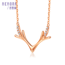 Shipu Lin jewelry heart flower deer put Rose 18k golden deer horn necklace Diamond Christmas elk chain KN018096