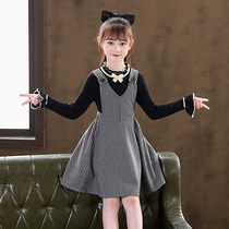 Girls' autumn dress 2022 new children's dress with dangling net red two-piece suit skirt little girl autumn outfit