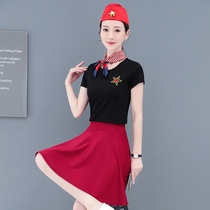 Sailor dance performance square camouflage skirt suit slim fashion army fan ladies new product 88611 88122