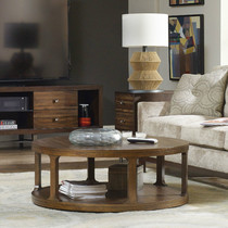 JSM foreign trade export French vintage old solid wood coffee table American country round coffee table Storage Coffee Table