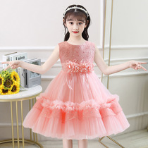UK next sara girl dress with dress 2022 Summer new childrens performance gown Princess Pomong Dresses