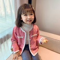 Little red fish childrens clothing 2021 new girls autumn coat baby Xiangfeng foreign cardigan childrens coat spring and autumn