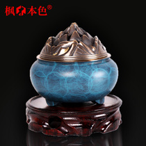 Copper incense burner ornaments incense household indoor air purification sandalwood stove for Buddha aromatherapy stove Antique plate incense burner tripod