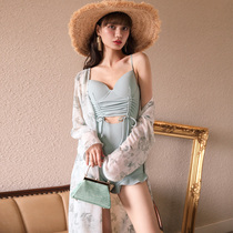 Best friend swimsuit Female hot spring super fairy ins split three pieces small chest gathered sexy thin cover meat one-piece swimsuit