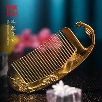 Zhu Bingren Copper phoenix Yu Fei Copper comb Copper comb Office desk decoration Copper crafts Give art gifts