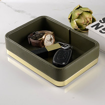 Key storage box tray entrance door door home modern light luxury Nordic leather desktop jewelry storage tray
