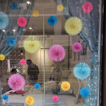 35cm flip fan DIY paper flower fan Wedding decoration Birthday year-old kindergarten shopping mall window holiday interior decoration