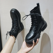 Martin boots female English style 2020 new boots Joker autumn and winter skinny boots womens shoes cotton shoes plus Velvet