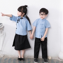 Childrens clothing Boys suit Summer primary school students school uniform Tang suit Han Suit Kindergarten autumn suit Spring Childrens Republic of China suit Chorus suit