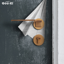 Göoge Folding Yellow ancient wooden door muted lock room door lock Indoor Nordic modern minimalist door handle