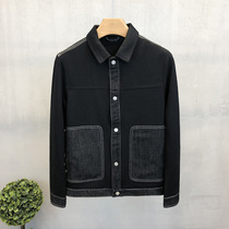 Design sense jacket men Korean trend handsome high-end tooling denim stitching jacket mens autumn casual top