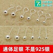  990 sterling silver hook earrings round beads Doudou men and women couples fashion earrings silver jewelry is not sensitive to raising ears