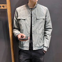 Casual jacket mens spring and autumn stand slim tooling young mens light luxury baseball clothing fashion trend jacket