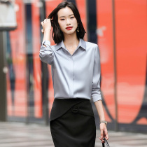 Acetic acid satin early spring shirt womens professional shirt 2021 new spring and autumn fashion Western temperament work clothes