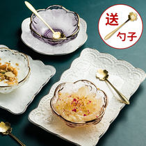 Small Bowl single exquisite swallow bowl Net red eating high-grade set of ceramic household porridge bowl soup bowl with lid