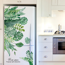 Banana Leaf Refrigerator Sticker Restaurant Kitchen Decoration Waterproof Removable Wallpaper Self-adhesive Door Sticker Wall Deck Refurbted Sticker