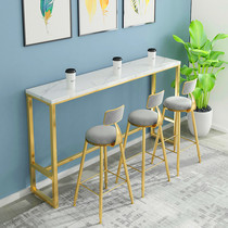 Nordic marble rock slab bar table home simple balcony window against the wall long strip tall milk tea shop table and chair combination