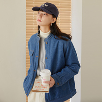 omont egg tarts home retro loose denim lamb cotton clot jacket woman winter short cotton clothing 2021 new