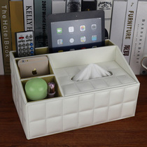 Leather tissue box creative European living room coffee table desktop remote control storage box home drawing box cute