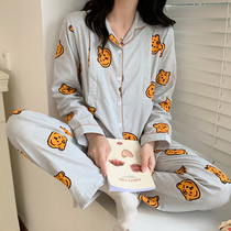 Pure Cotton Yarn Cloth Month Subsuit March Postnatal 5 Spring Autumn Maternal Breastfeeding Pregnant Womens Pyjamas in the summer thin section Three-four