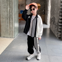 Childrens clothing boys autumn suit 2021 new childrens handsome middle school sports style spring and autumn clothes tide