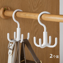 Multifunctional four-claw adhesive hook non-hole wardrobe rotating coat rack creative 360-degree hat belt storage rack