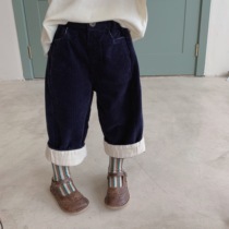 Ocean Gas Neutral Long Pants Han Edition Autumn Winter New Products Children Pants Boy Light Core Suede Straight Drum Pants Baby Curbside Trousers