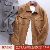 Yuppie gentleman high quality stretch suede spring and autumn men's lapel casual jacket jacket DAJ271